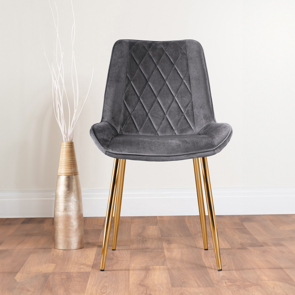 Furniturebox Arona Cesano 6 Seater Round Dining Set Grey and Gold Image 3