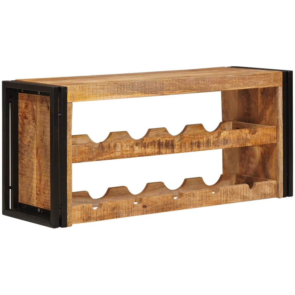 vidaXL 10 Bottle Brown Solid Rough Mango Wood Wall Mounted Wine Rack Image 5