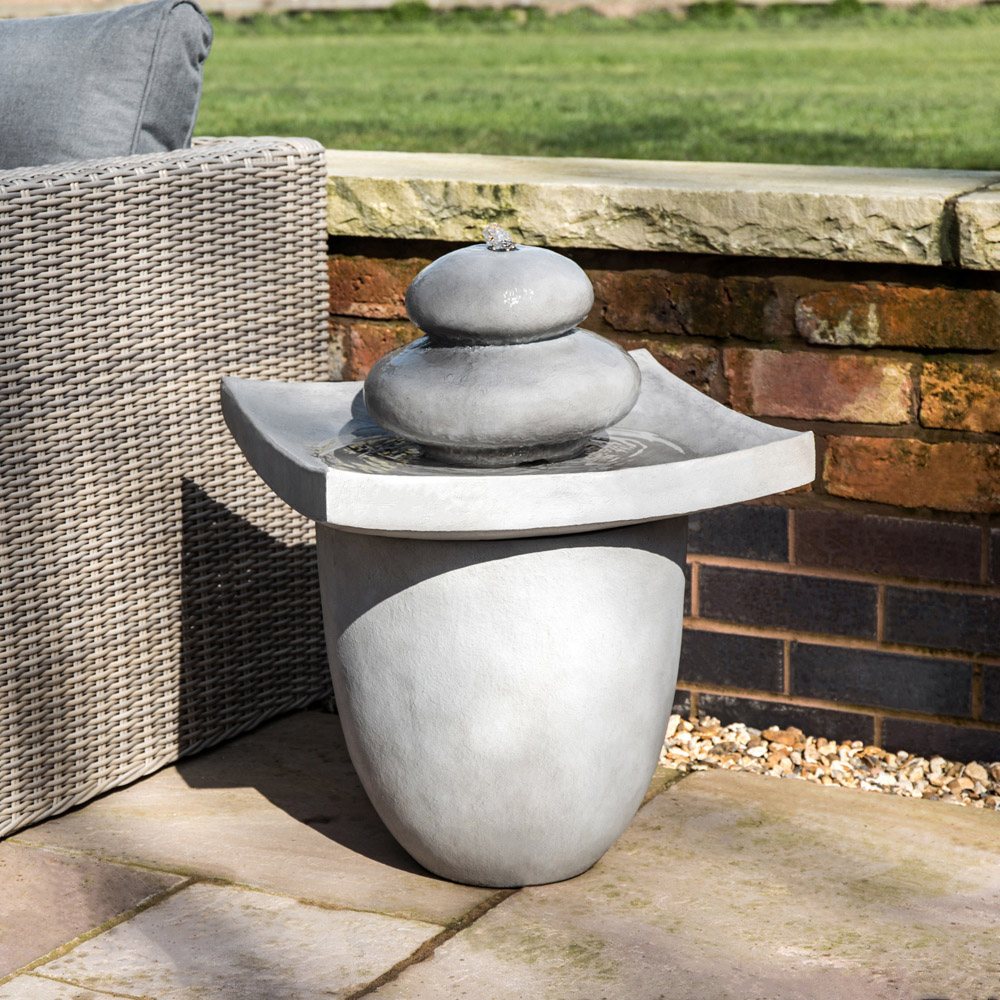 Teamson Home 2 Tier Outdoor Zen Stones Fountain with LED Light Image 2