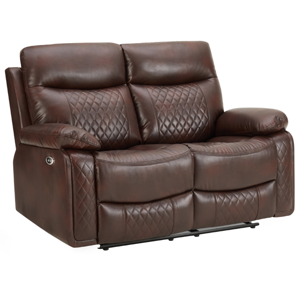 Home Detail Carson 2 Seater Brown Faux Leather Electric Recliner Sofa Image 2