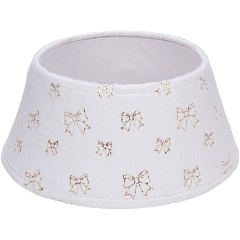 Gold Sparkly Bow Tree Skirt White Image 1