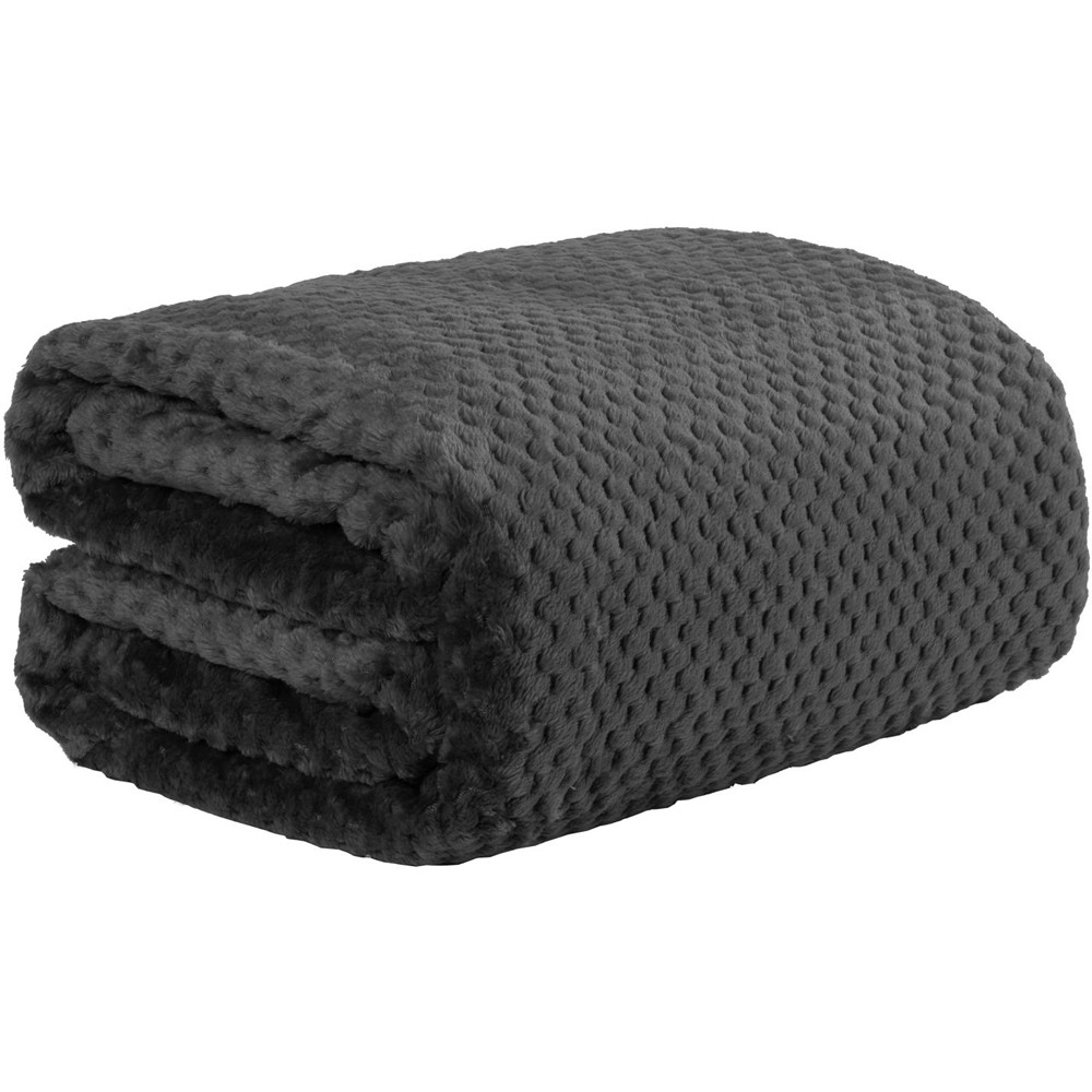 Dreamscene Luxury Black Honeycomb Mink Waffle Throw 150 x 125cm Image 1