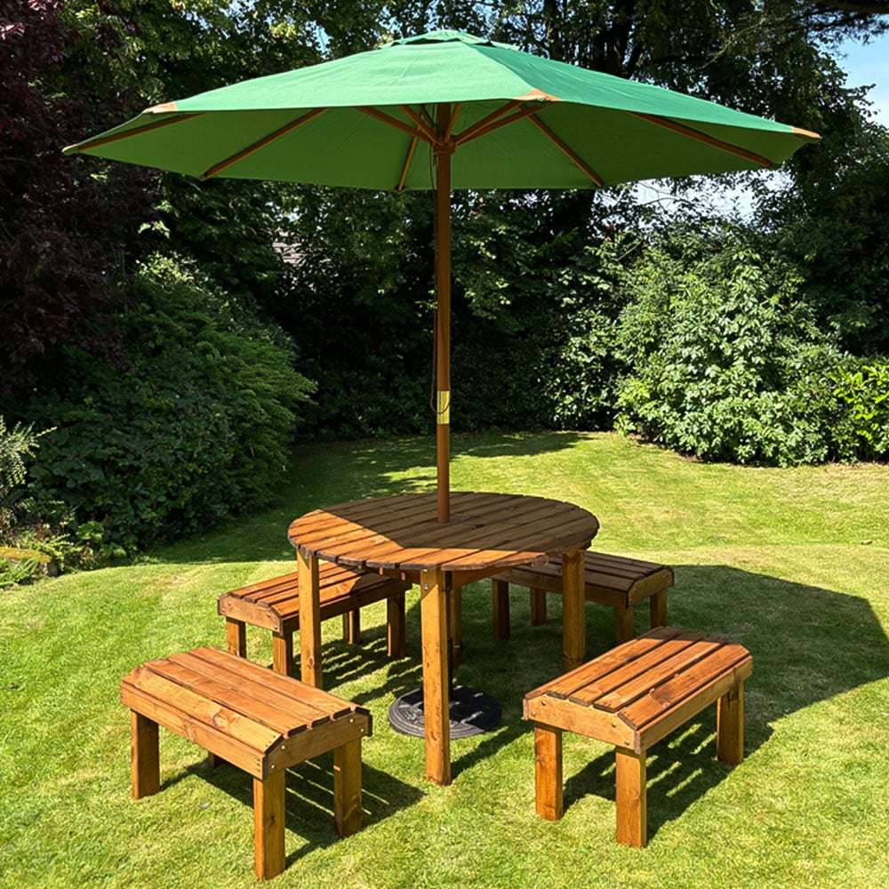 Charles Taylor Knights 4 Seater Round Garden Dining Bench Set Image 7