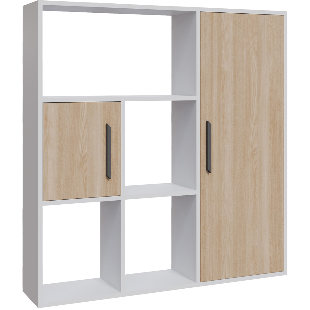 Decorotika Ridge 2 Door 4 Shelf White and Oak Bookcase Image 2