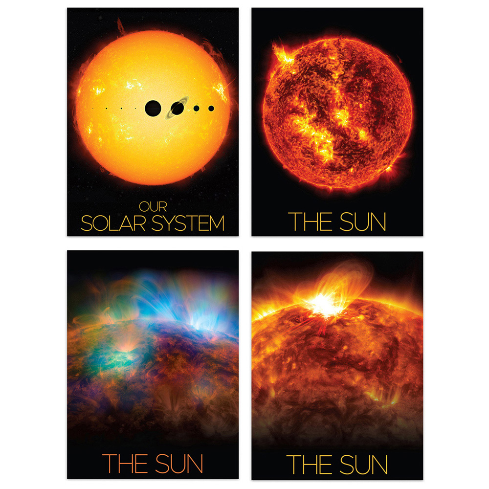 Artery8 Solar System Planets Size Comparison Wall Art Print 30 x 41cm 4 Pack Image 1