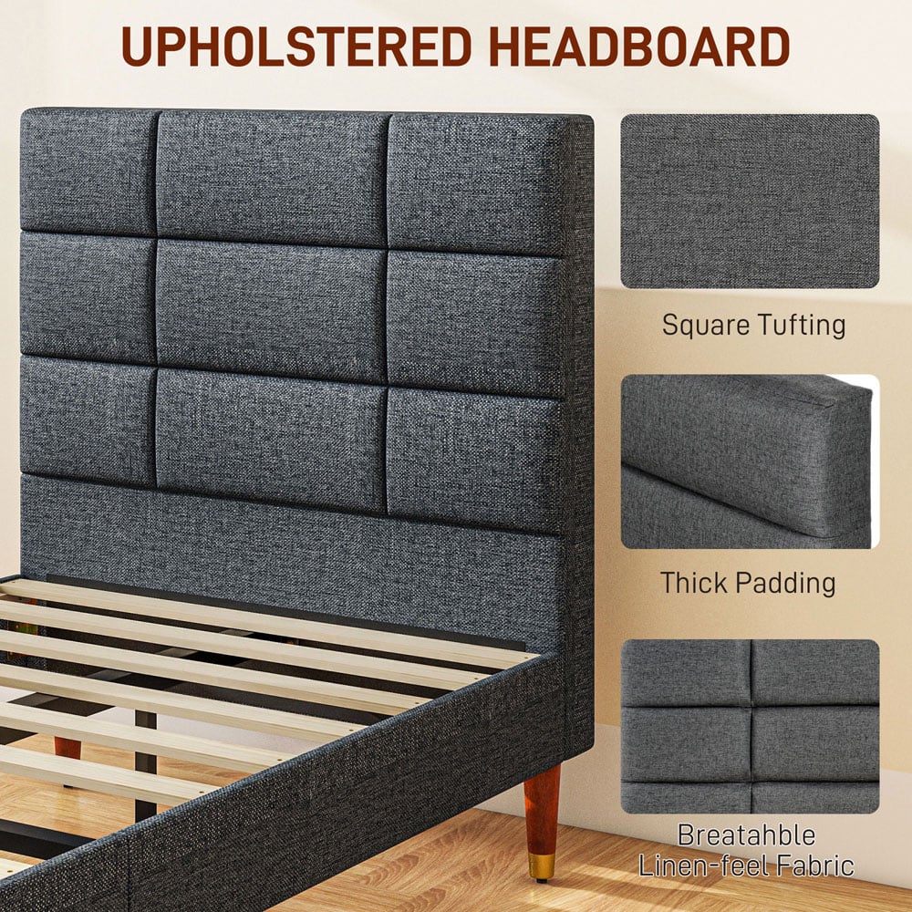 Portland Grey Upholstered Single Bed Image 4