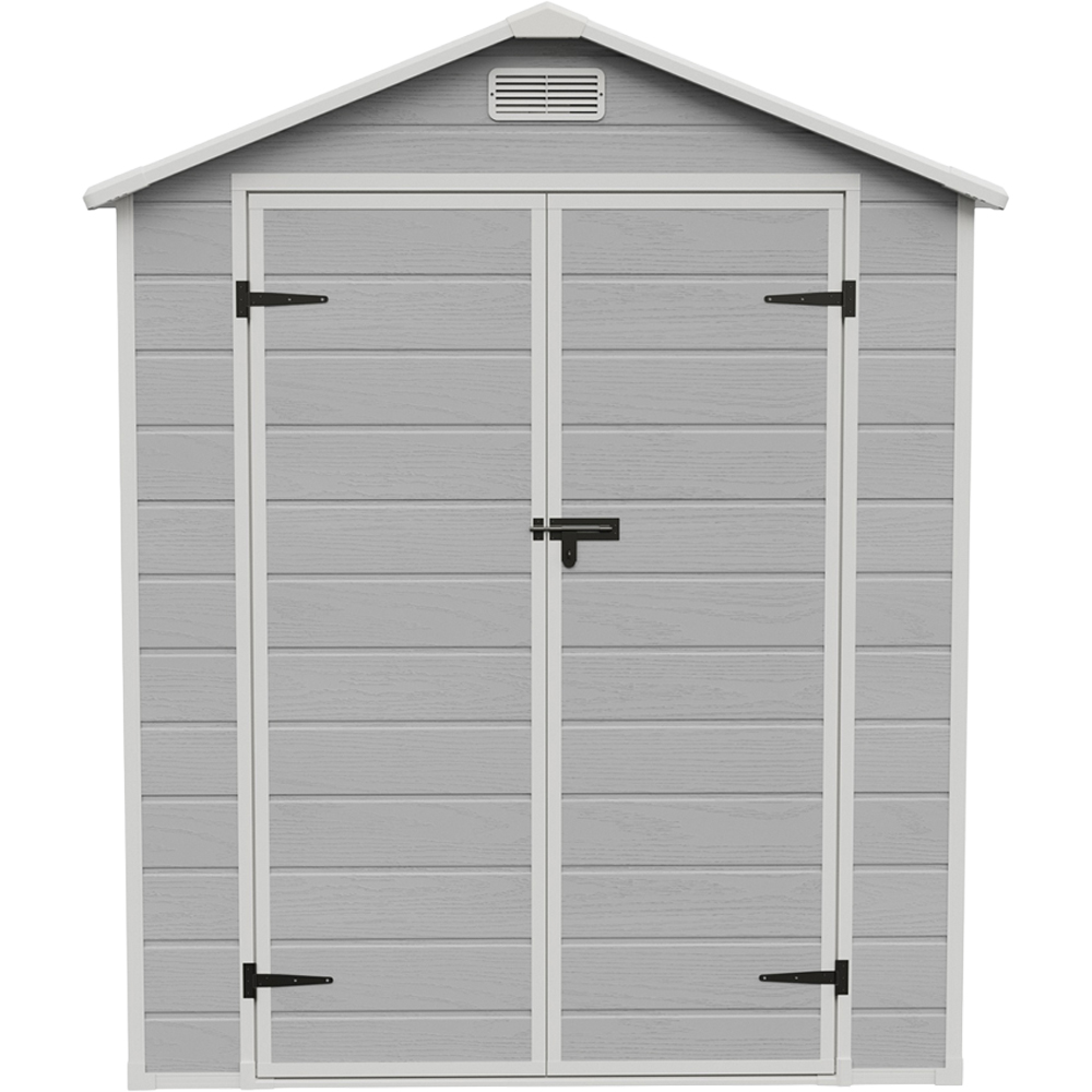 Living and Home 6 x 6ft Smokey Grey Wood Grain Plastic Garden Storage Shed Image 2