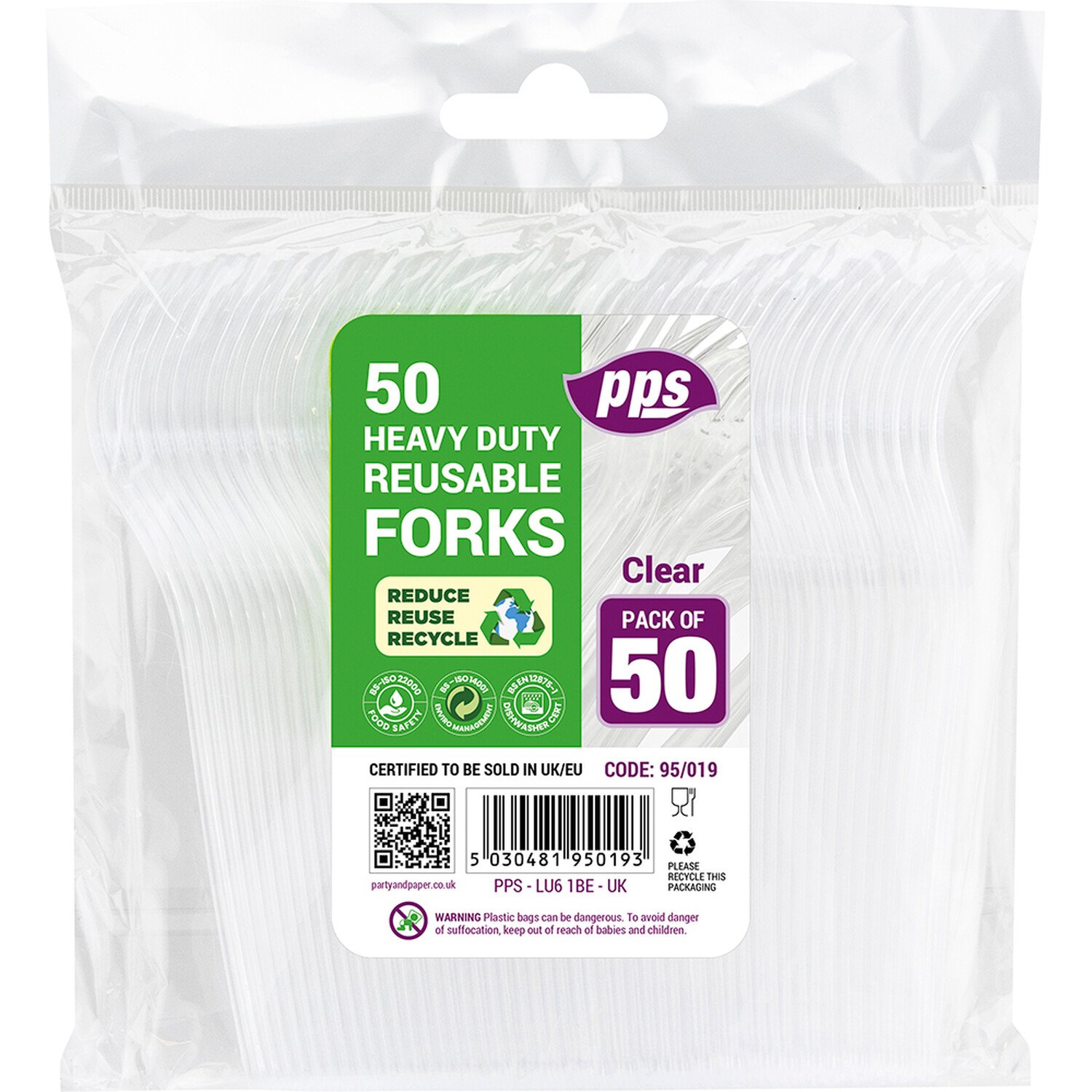 Pack of 50 Plastic Clear Forks Image