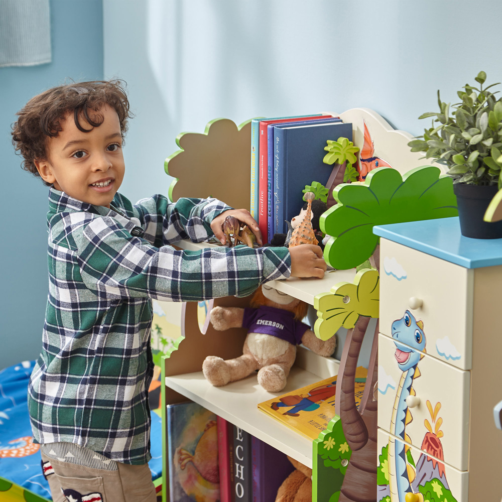 Teamson Kids 3 Shelf Fantasy Fields Dinosaur Kingdom Toy Bookshelf Image 5