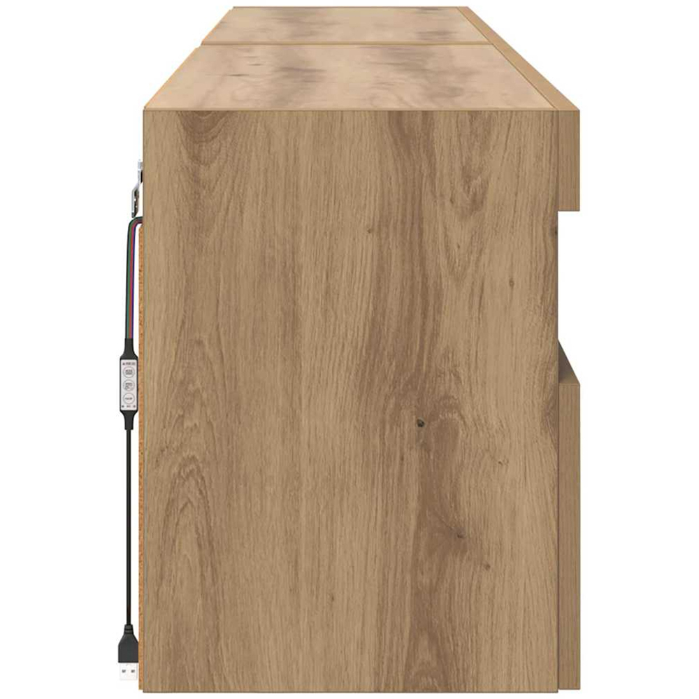 vidaXL 2 Door 2 Shelf Artisan Oak Wall Mounted TV Cabinet with LED Light 2 Pack Image 9