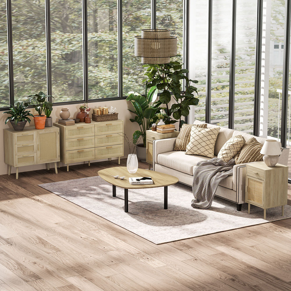 Portland Single Door Single Drawer Natural Bedside Table Set of 2 Image 4