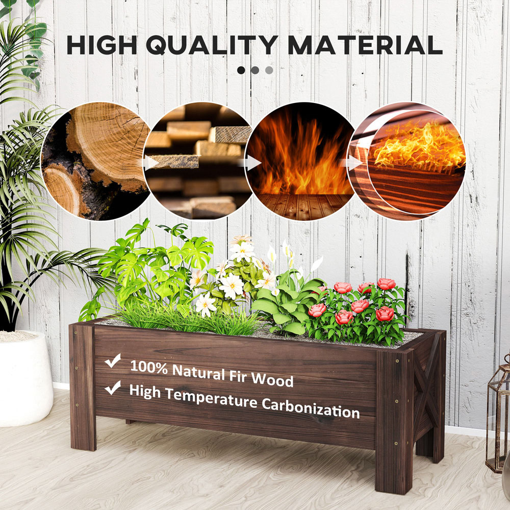 Outsunny Wooden Raised Bed Planter 36 x 36.5 x 100cm Image 5