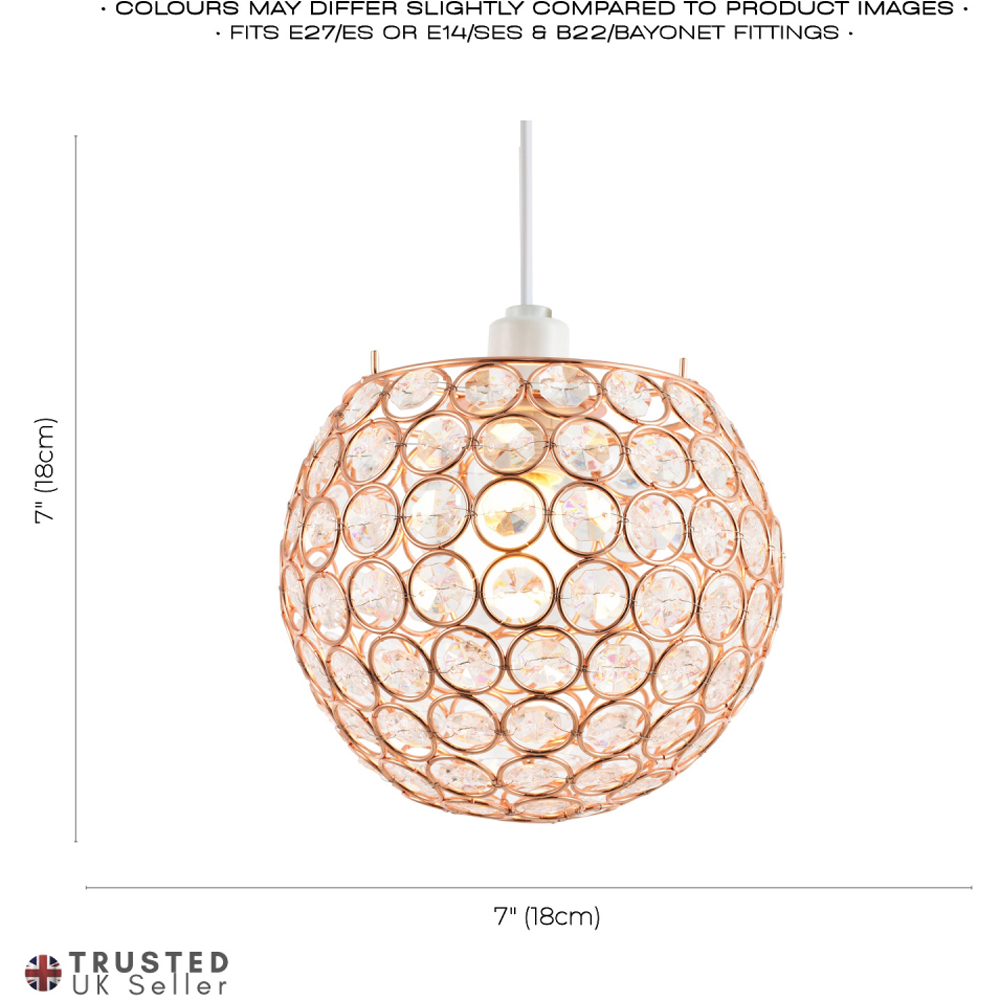 Happy Homewares Round Copper Globe Small Clear Acrylic Beads Pendant Shade Image 7