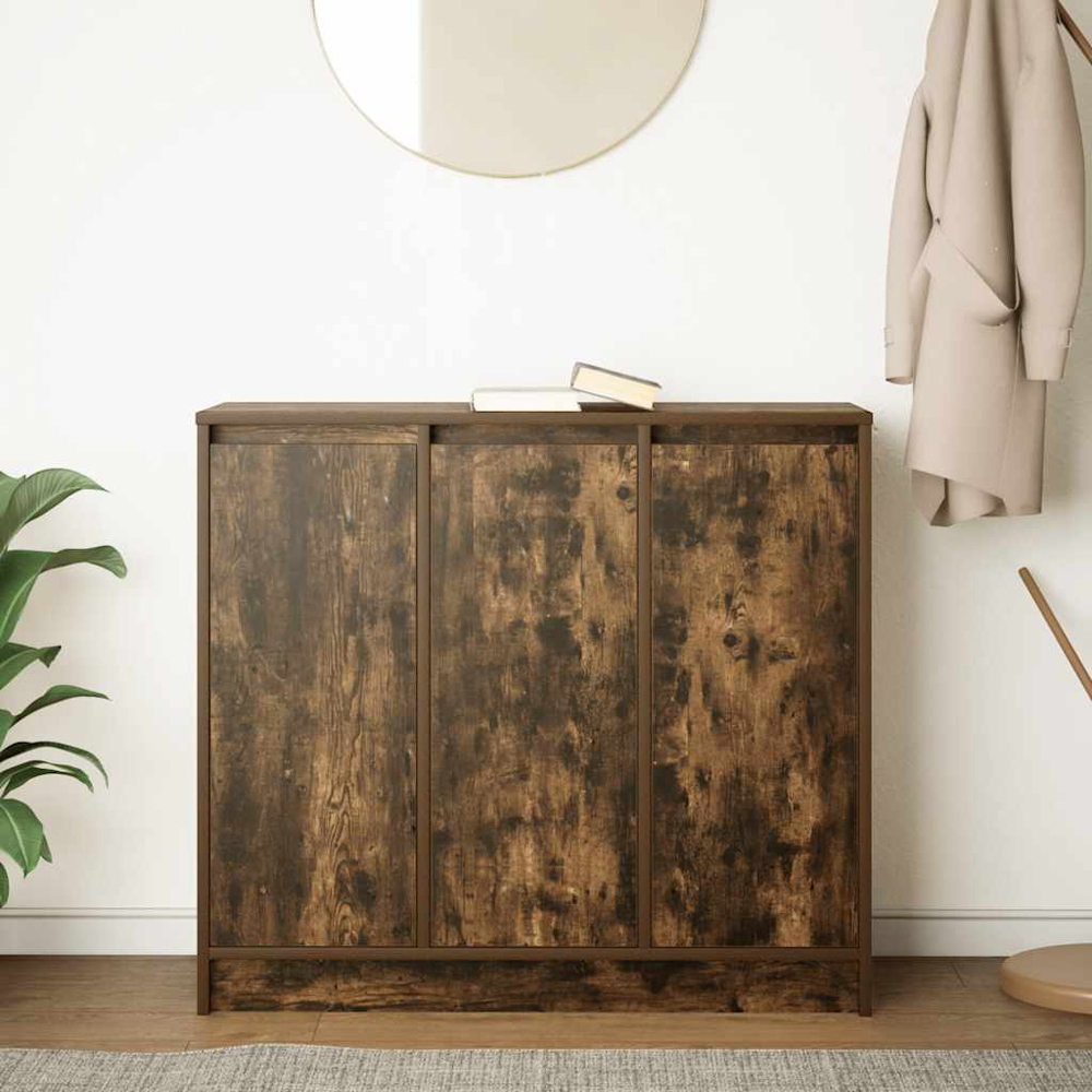 vidaXL 3 Door Smoked Oak Sideboard Image 9