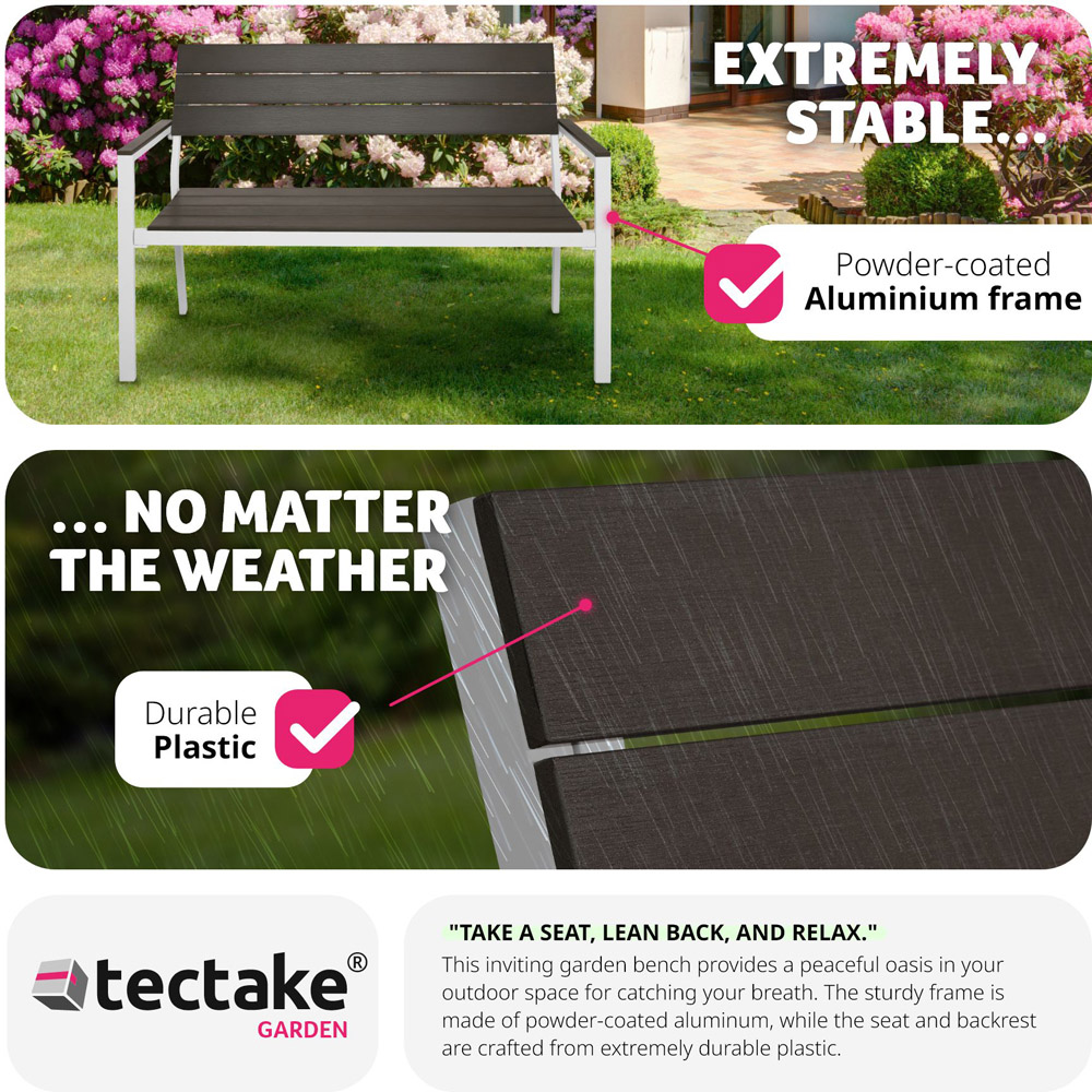 tectake 2 Seater Grey and White Garden Bench Image 4