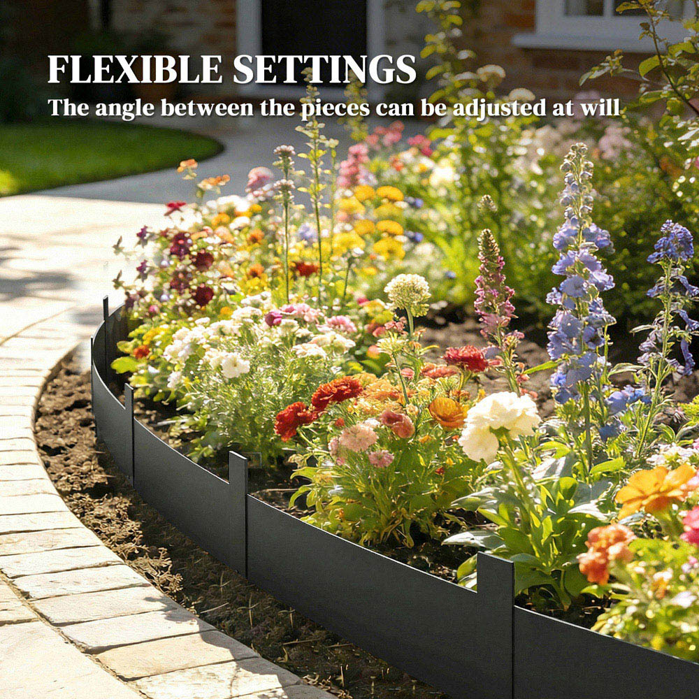 Outsunny 15 x 115cm 5 Pack Black Garden Picket Fence Panel Image 5