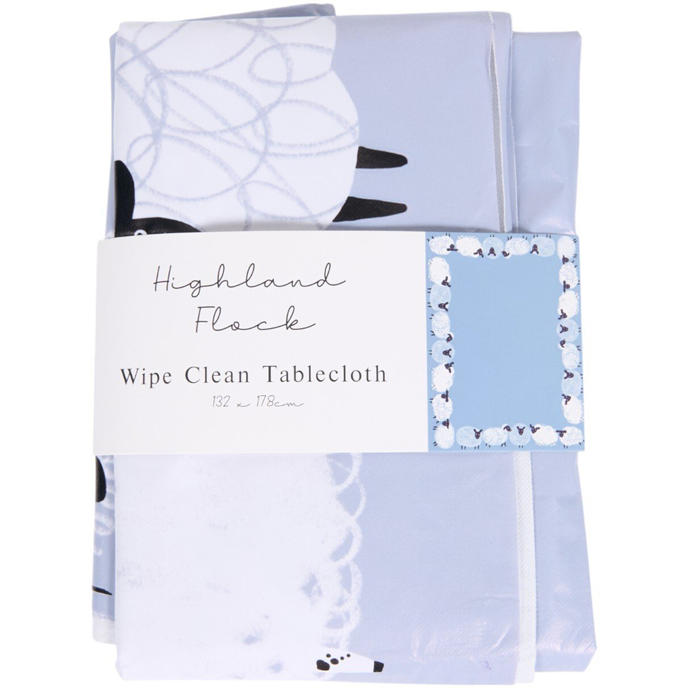 Highland Flock Wipe Clean Tablecloth Blue Image 1