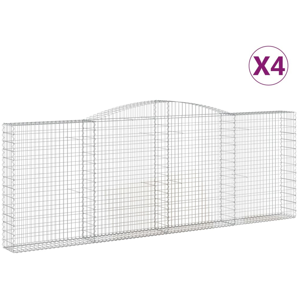 vidaXL Silver Galvanised Iron Arched Gabion Basket 400 x 30 x 140/160cm 4 Pack Image 4