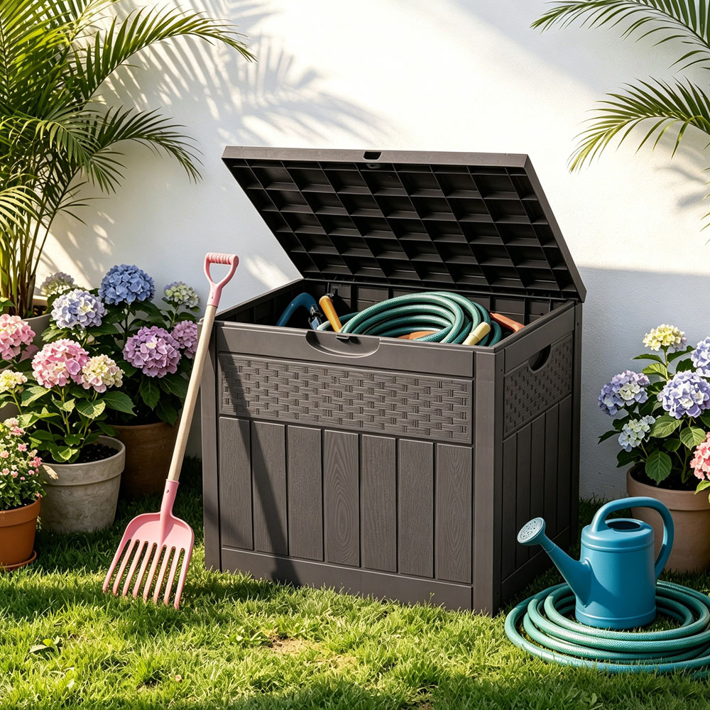 Living and Home Brown Polypropylene Garden Storage Box with Combination Padlock 126L Image 7