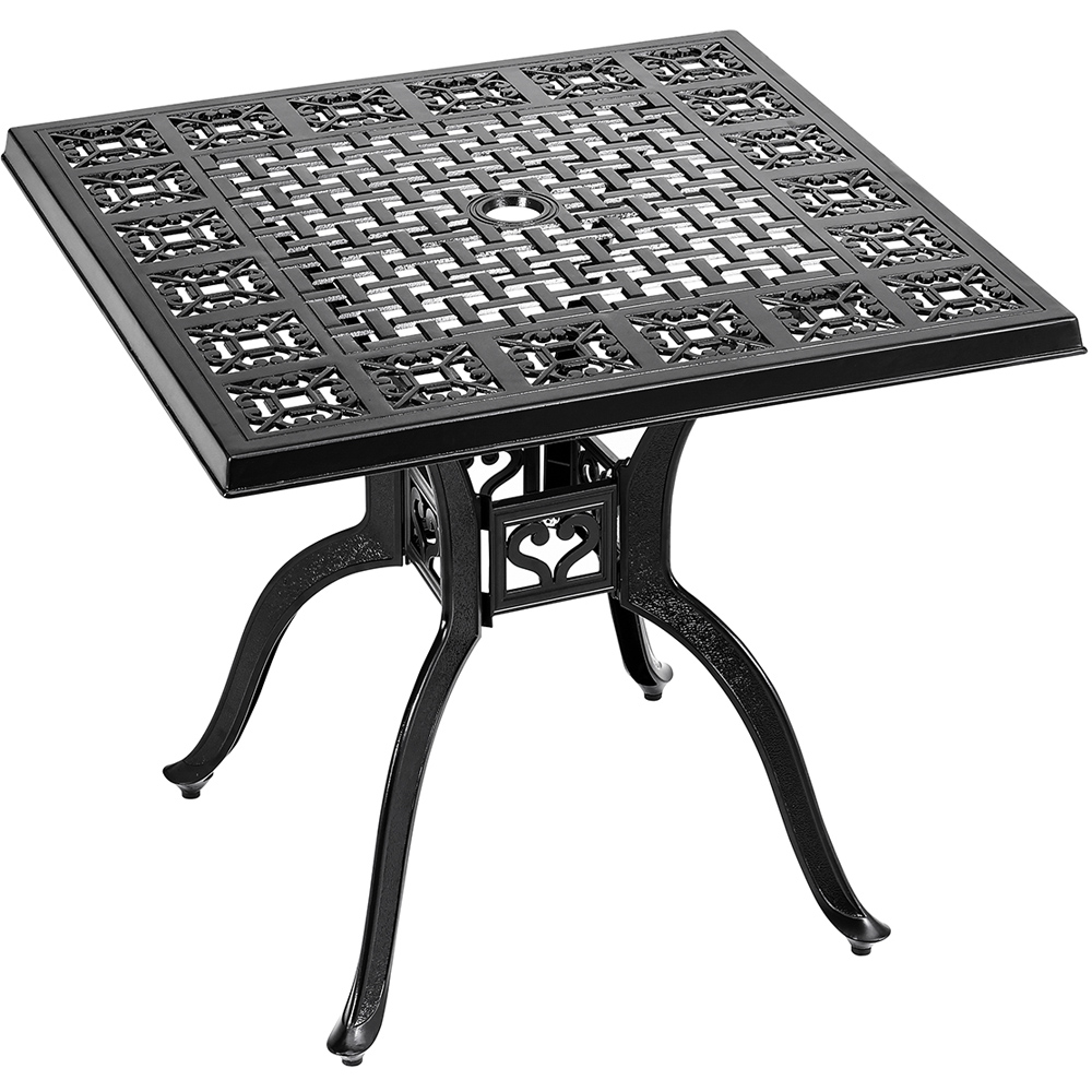 Living and Home Cast Aluminium Dining Table Black Image 3
