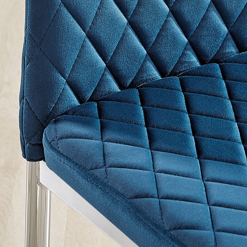 Furniturebox Arona Valera 4 Seater Round Dining Set Navy and Chrome Image 8