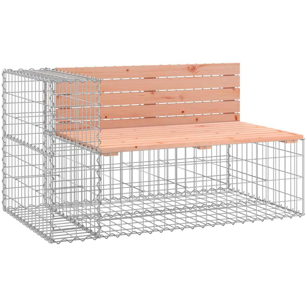 vidaXL Natural Douglas Solid Wood Garden Bench with Gabion Basket 65.5 x 417 x 71cm Image 2