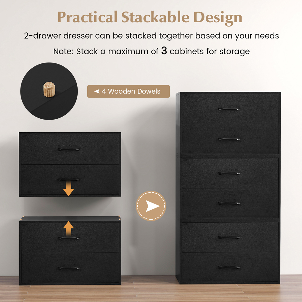 Costway 4 Drawer Black Stackable Dresser Image 6