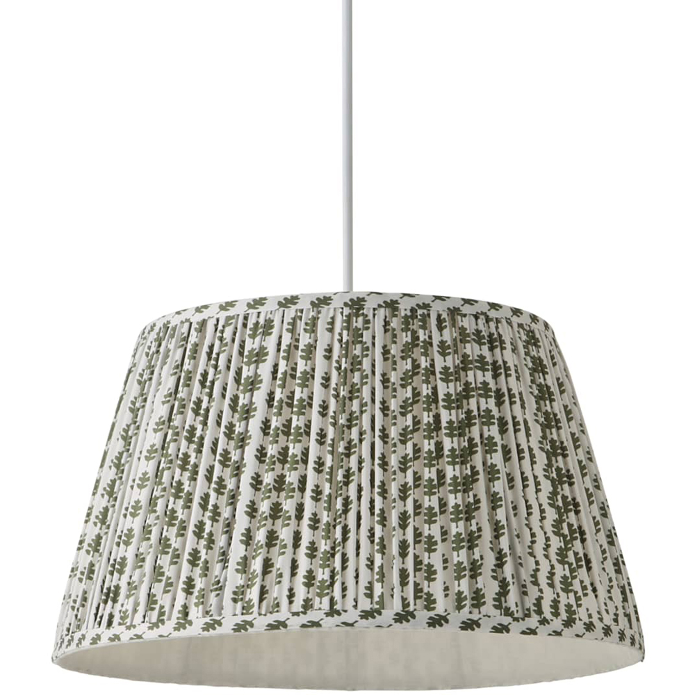 ValueLights Grange Green Floral Pleated Large Pendant Shade Image 1