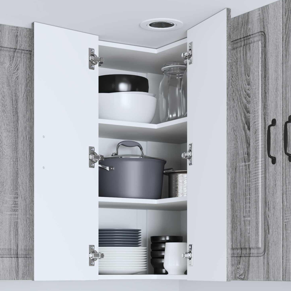 vidaXL 2 Door Grey Sonoma Kitchen Wall Corner Cabinet Image 1