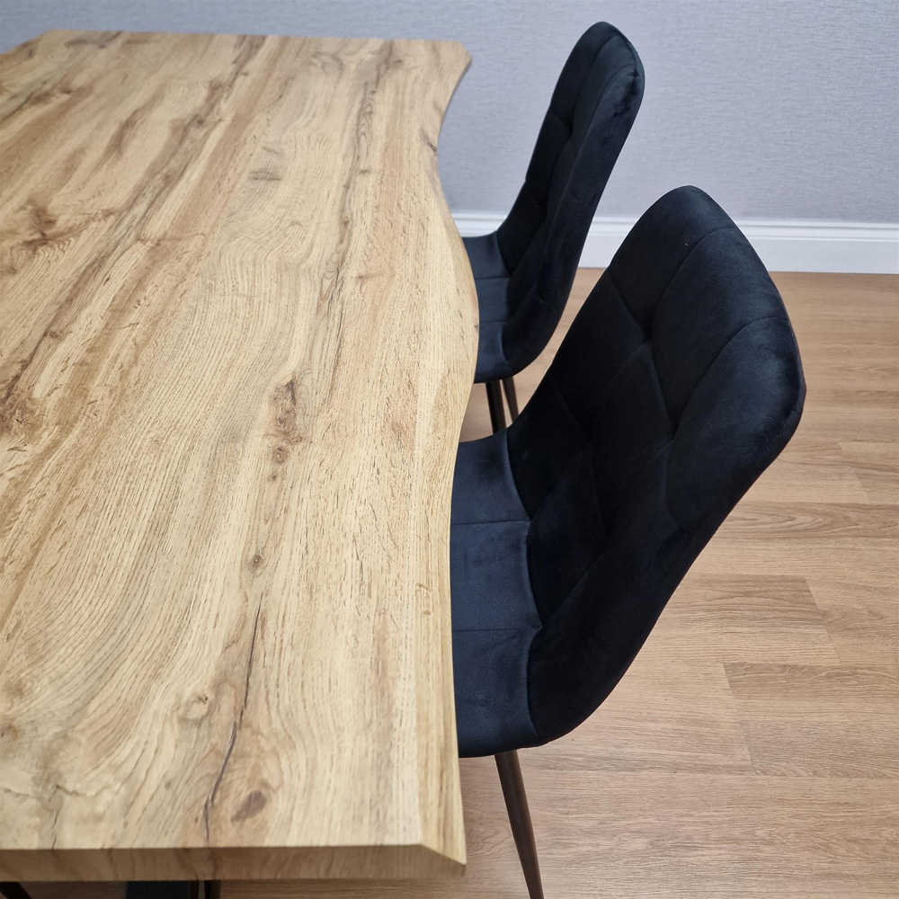 Kosy Koala 4 Seater Velvet Wooden Rectangle Dining Set Black Image 7