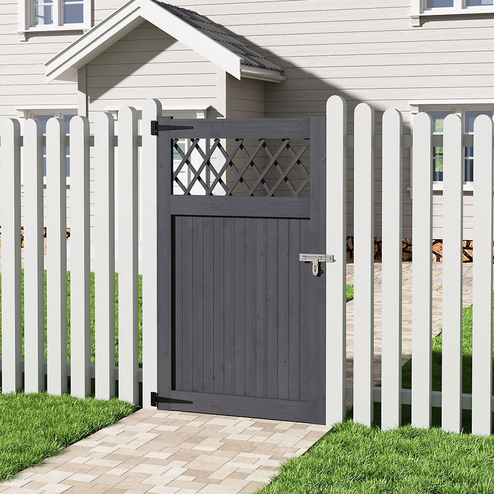Living and Home Grey Rhombus Rustic Wooden Garden Gate 914 x 1498mm Image 2