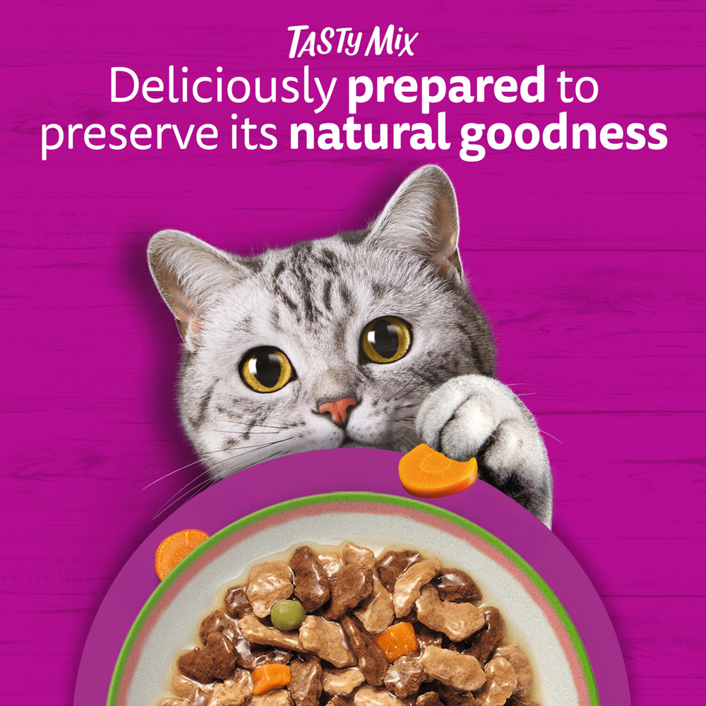 Pack of 12 Whiskas Tasty Mix in Gravy Cat Food Pouches Image 4