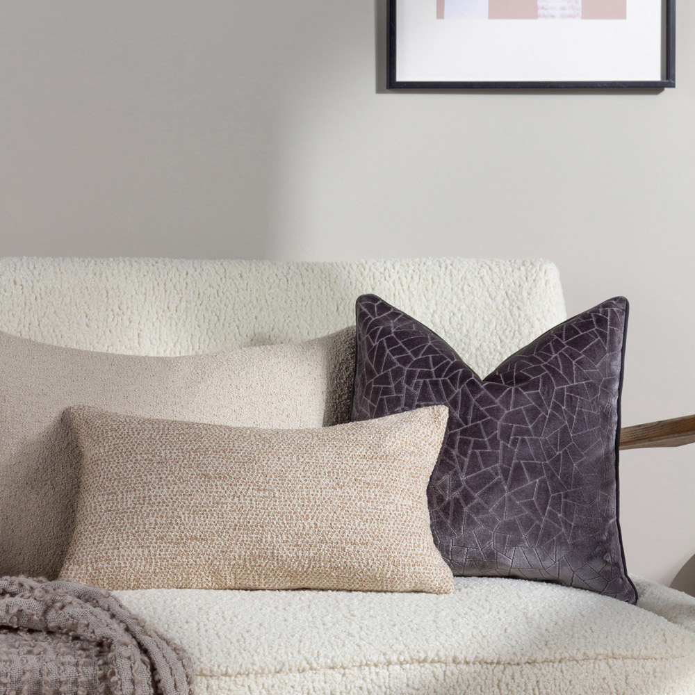 Hoem Malans Stargazer Grey Cut Velvet Piped Cushion Image 6
