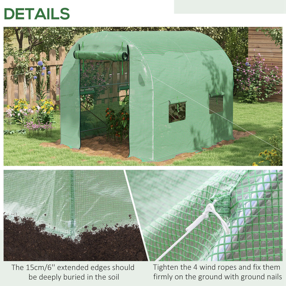 Outsunny Green Plastic 6.5 x 8.2ft Walk In Polytunnel Greenhouse Image 6