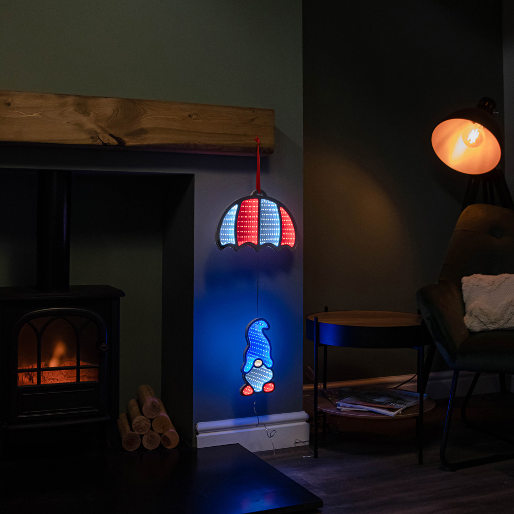 Premier Multicolour LED Light Up Parachuting Christmas Gonk Hanging Infinity Light Decoration 60cm Image 8