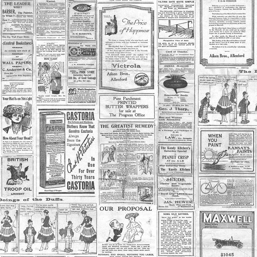 Galerie Nostalgie Newspapers Black and White Wallpaper Image 1