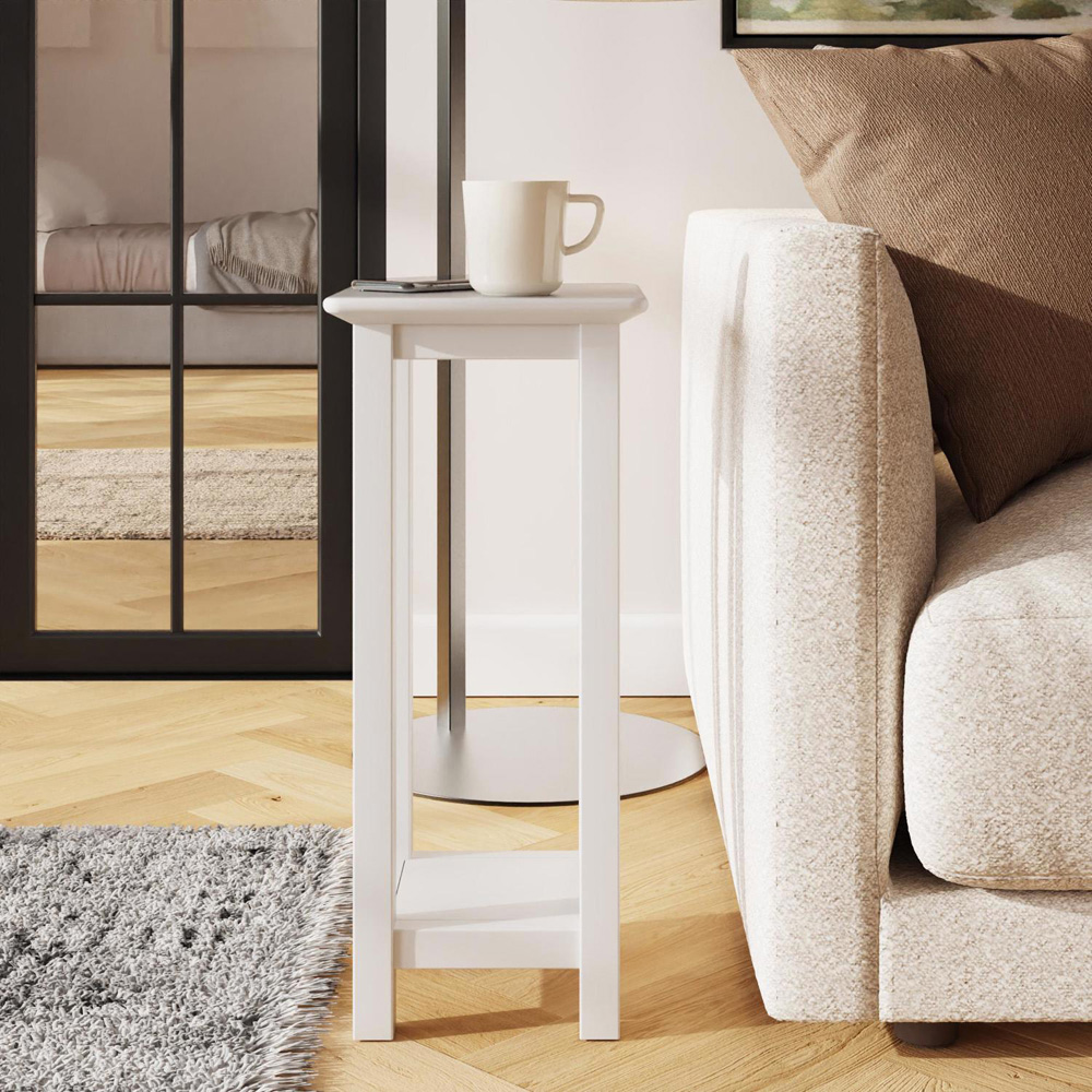 FWStyle Palma White Ready Assembled Side Lamp Table Image 6