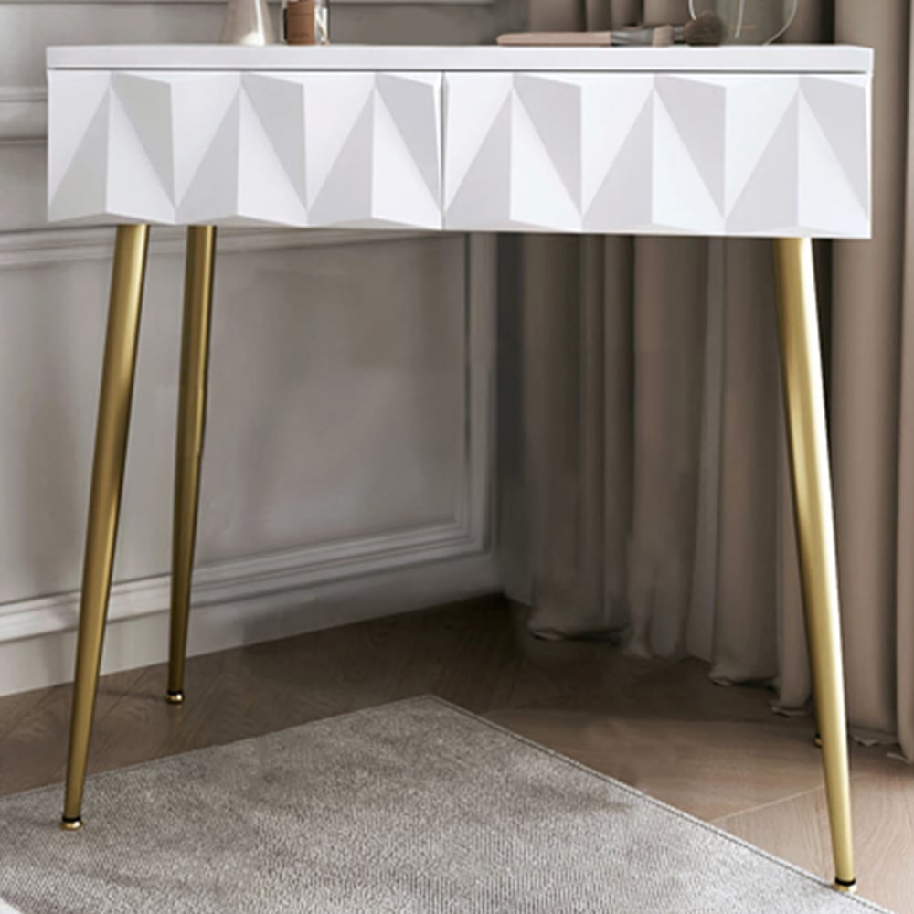 CARME Home Montana White and Gold Dressing Table Image 1
