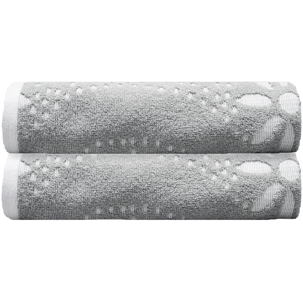 Allure Bath Fashions Cotton Dove Grey Sculpted Floral Bath Towel 2 Pack Image 1
