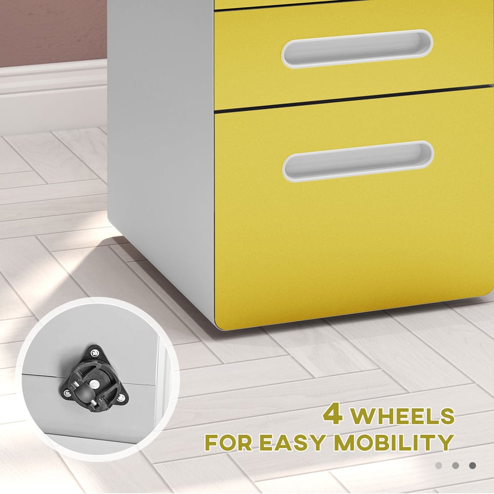 Portland 3 Drawer Yellow File Storage Cabinet Image 6