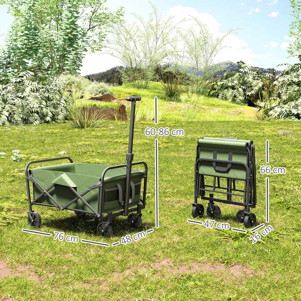 Outsunny 62L Green Heavy Duty Folding Garden Trolley Image 9