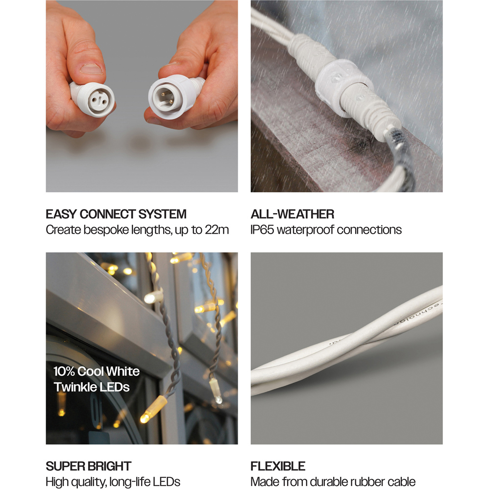 Eagle Connect 360 Warm White LED White Icicle Light 14m Image 6