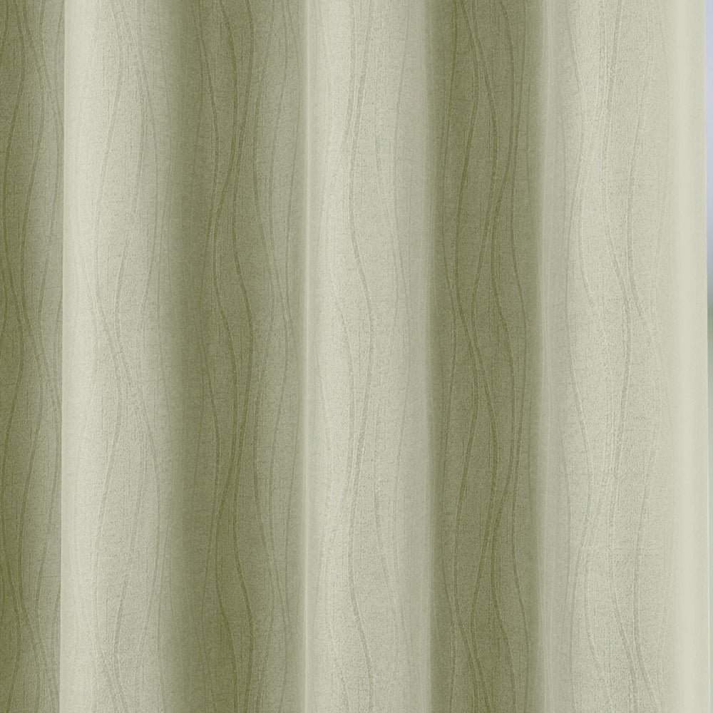 Enhanced Living Goodwood Green Embossed Wave Thermal Eyelet Curtain 168 x 229cm Image 2