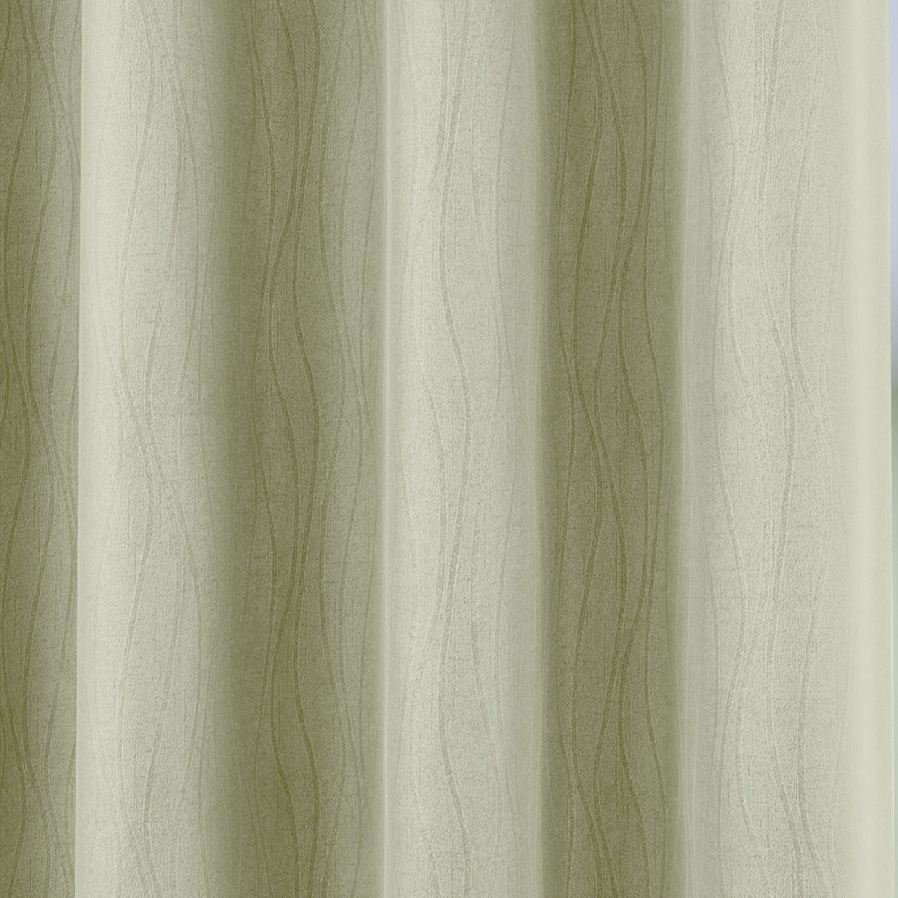 Enhanced Living Goodwood Green Embossed Wave Thermal Eyelet Curtain 229 x 229cm Image 2