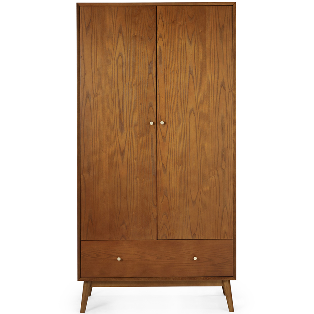 Julian Bowen Lowry 2 Door Single Drawer Cherry Ash Wardrobe Image 3