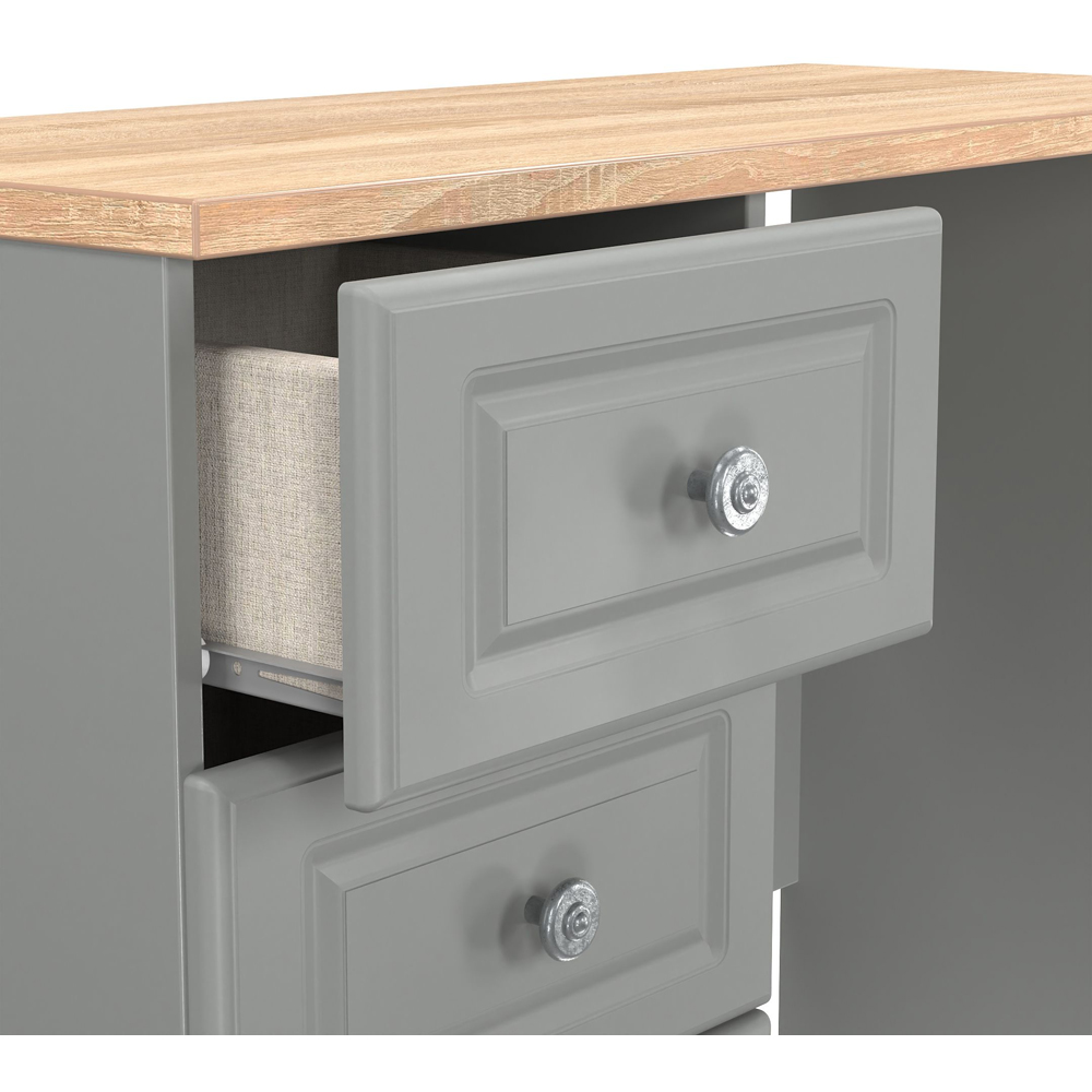 Crowndale Norfolk 3 Drawer Dusk Grey and Bardolino Oak Vanity Dressing Table Ready Assembled Image 6