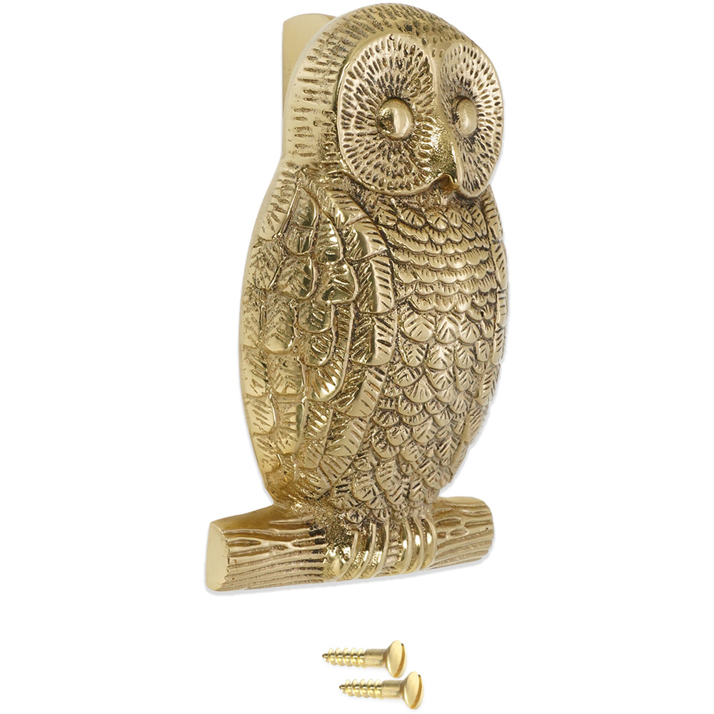 Spira Brass Polished Brass Owl Door Knocker Image 3