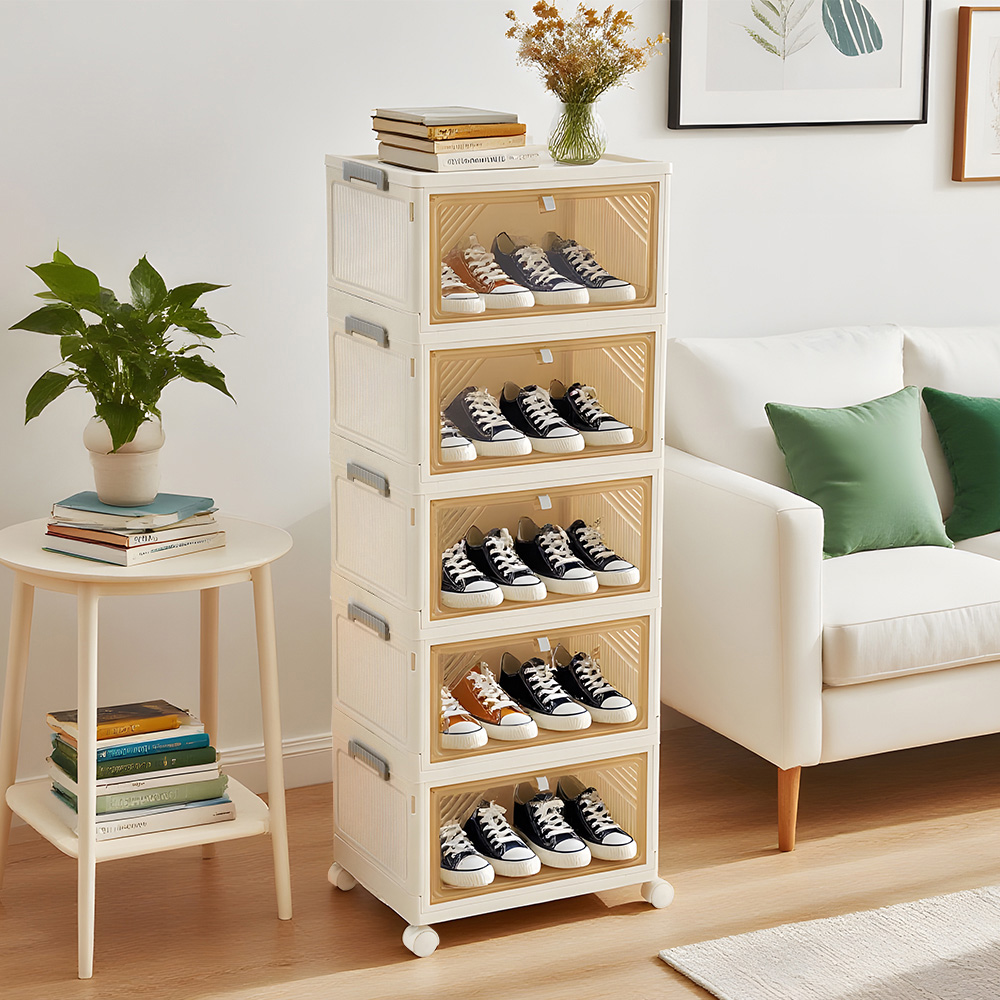 Living and Home 5 Tier Plastic Hallway Shoe Cabinet Image 2