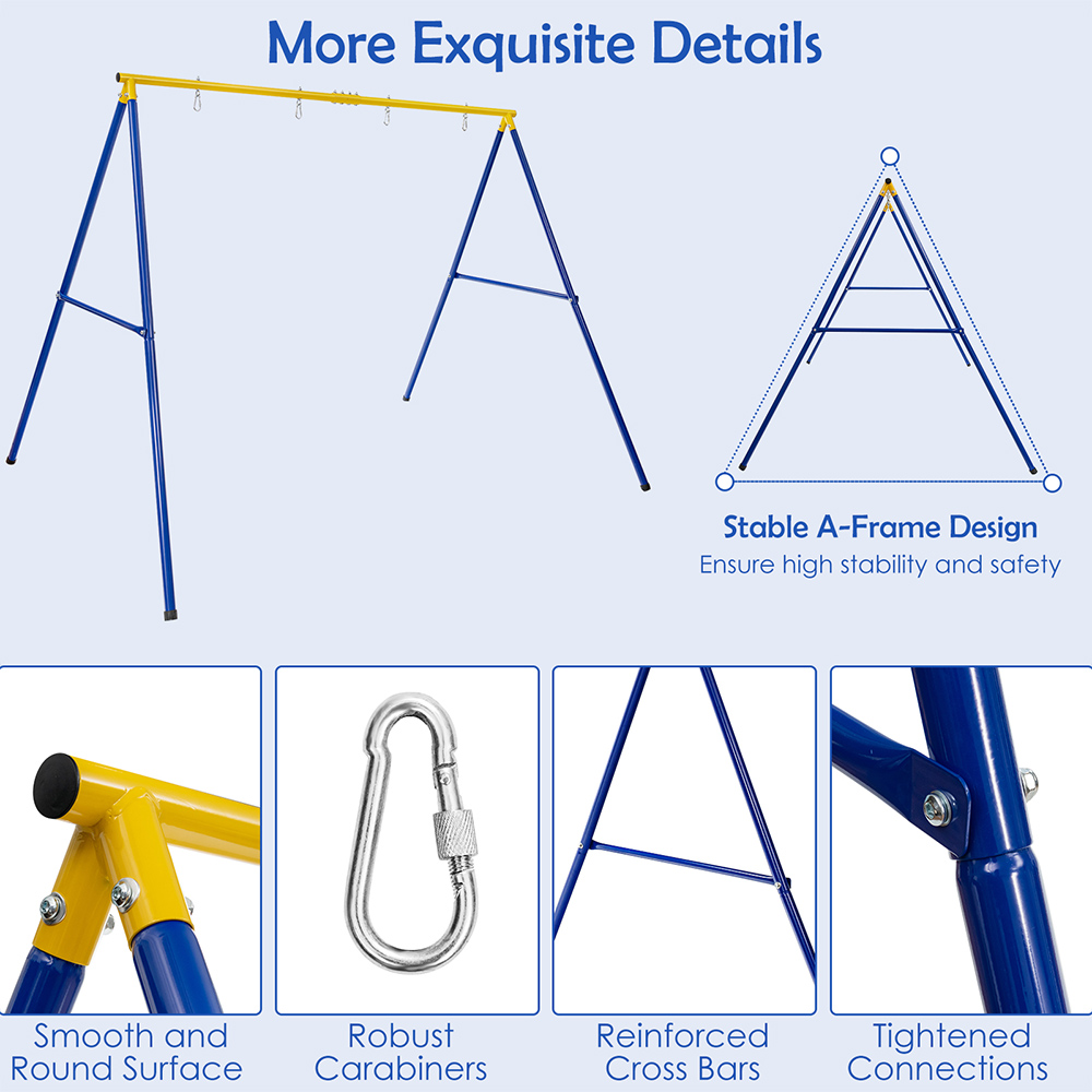 Costway Blue and Yellow A Shaped Metal Swing Frame Image 6