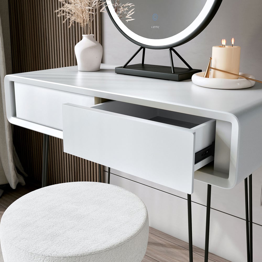 CARME Home Piper 2 Drawers White and Black Dressing Table Image 3